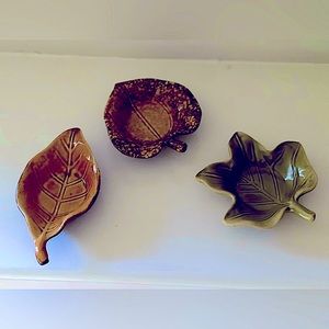 Set of three Fall leaf tealight candle holders.